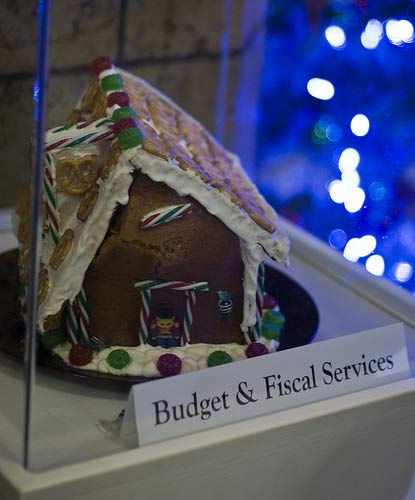 Truth is stranger than fiction. The gingerbread house built by the Budget and Fiscal Services department of Honolulu collapsed. What a symbol of 2008. Image courtesy Quasic at Flickr